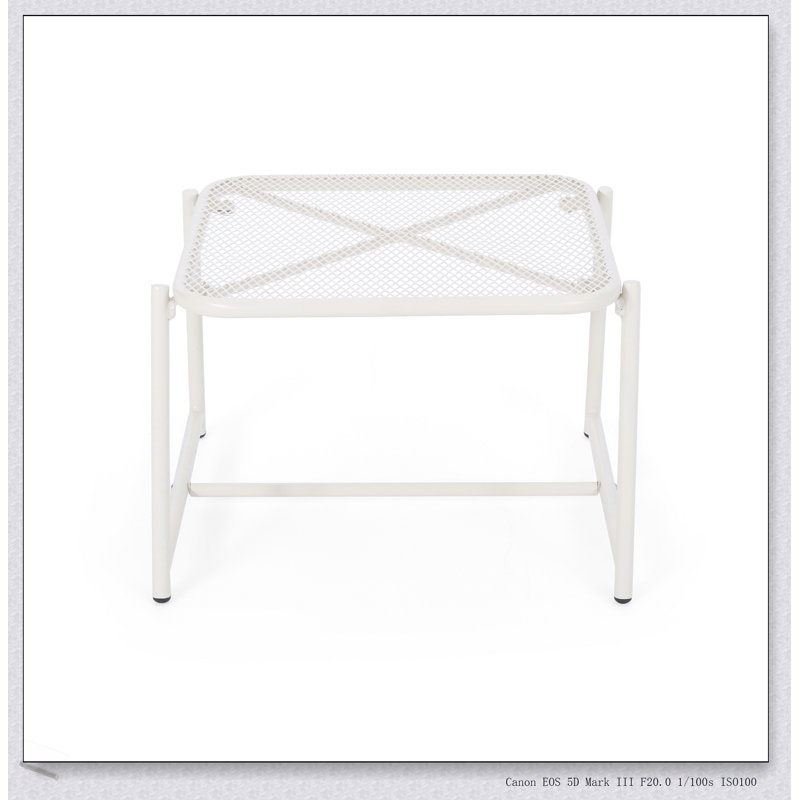 Élégante et durable table d'appoint en fer de 13 pouces de hauteur avec plateau en filet pour une utilisation extérieure
