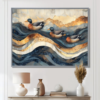 «Draizy Ducks Family At The Lake Landscape I - Duck», art mural