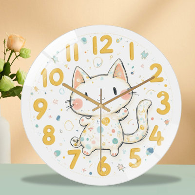 Horloge murale mignonne avec chiffres colorés pour la décoration intérieure - Horloge murale moderne en verre 12 po