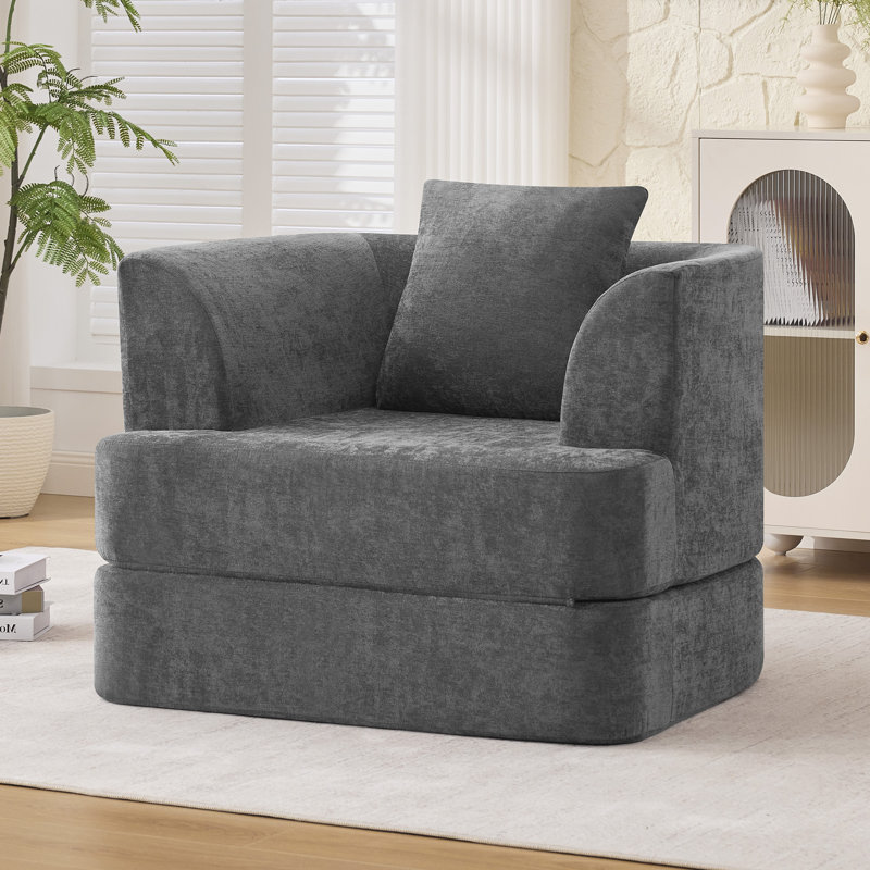 Fauteuil convertible 69,3 po, Chenille gris foncé