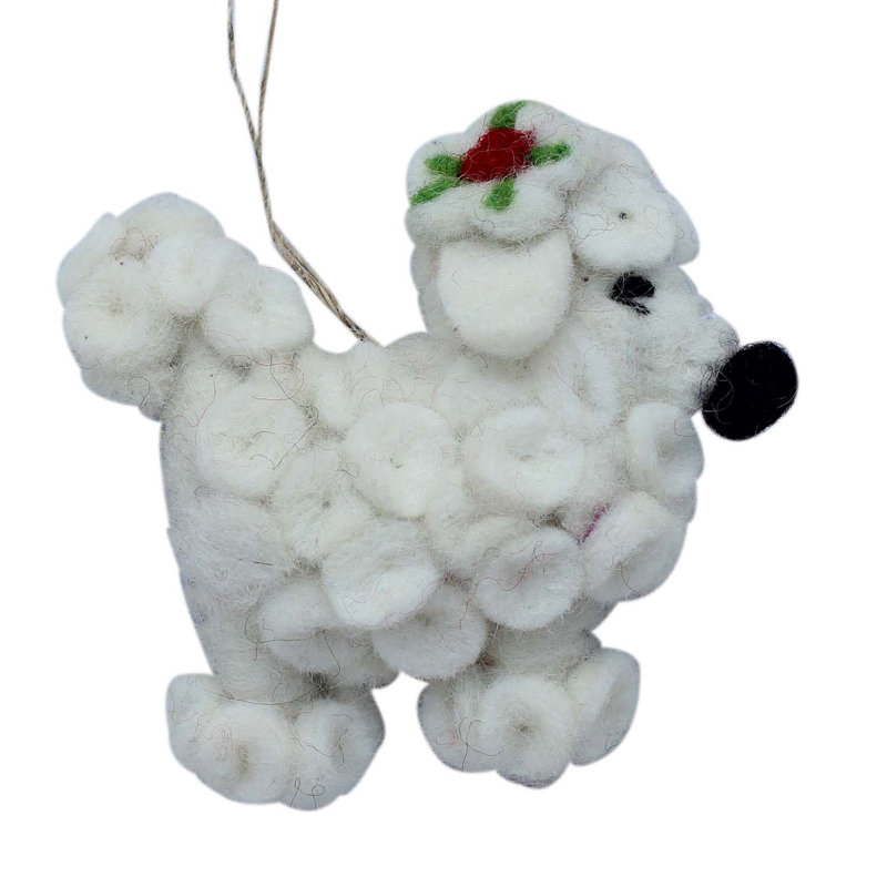 Figurine suspendue ornement feutre caniche
