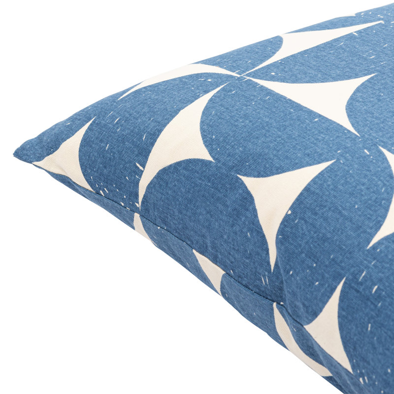 Coussin géométrique lombaire, Bleu foncé / beige