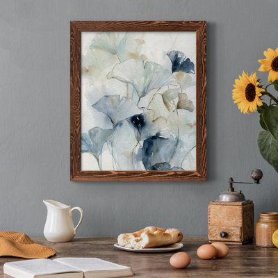 Indigo Ginkgo I - peinture sur toile encadrée