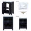 Petit meuble-lavabo de 24 pouces de style rétro avec lavabo en céramique, armoire en bois massif espresso et panneau de fibres à densité moyenne avec portes à fermeture en douceur et tablette réglable en forme de U