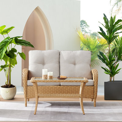 Gaetanino 2 Piece Rattan Sofa Seating Group with Cushions by Red Barrel Studio
