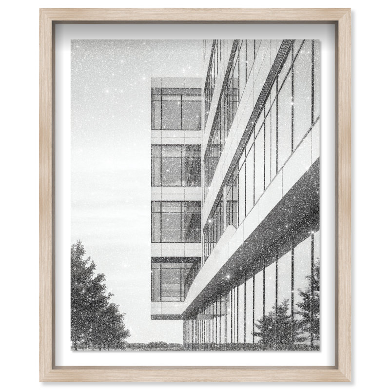 Glass Labyrinth II Framed Graphic Art, 25.5"H x 21.5"W, Natural Oak Shadowbox