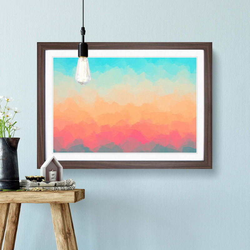 Colourful Sky in Abstract - Picture Frame Graphic Art Print, 48cm H x 65cm W x 2cm D, Walnut Framed