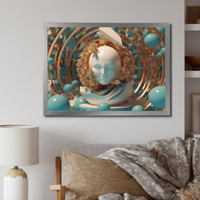 «Turquoise Sci-Fi Portrait of Futuristic Man» sur toile