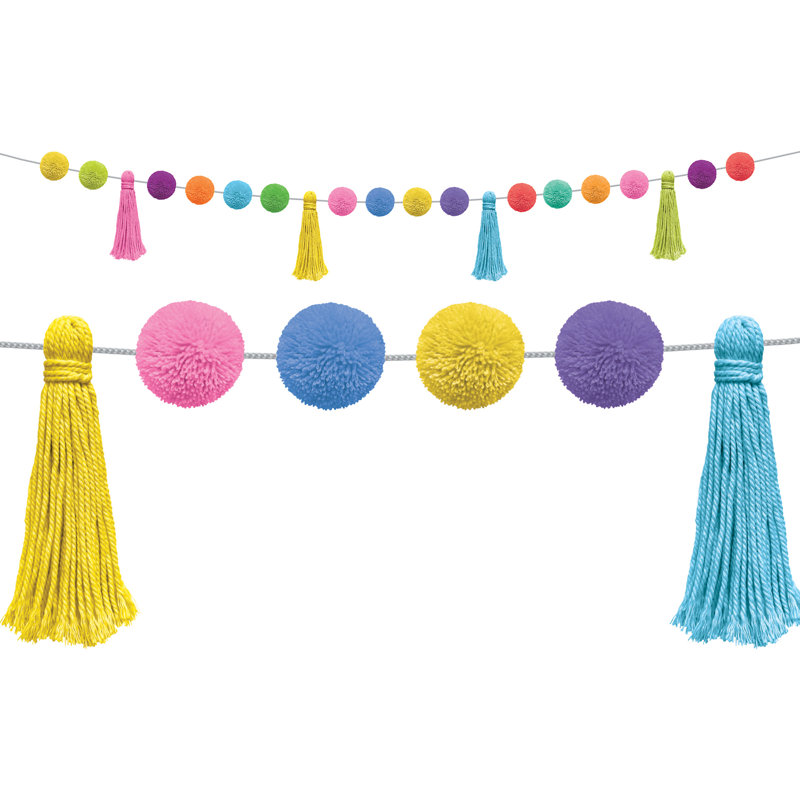 Guirlande pompons et pompons, Coloré