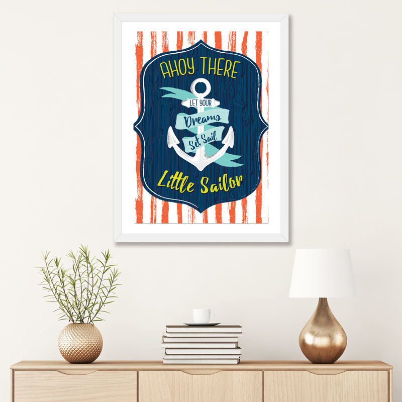 «Let's Sail Away II» par Sarah Callis - impression d'art graphique, Papier encadré blanc, Blanc, H 32 po x l 24 po x P 1 po