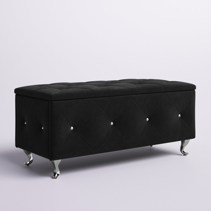 Banc de rangement rembourré Carnes, Noir, H 18,9 po x l 42 po x P 18,3 po