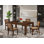 5-piece Dining Table Set includes a Rectangular Kitchen Table and 4 Brown Texture Polyester stackable kitchen chairs, Antique Walnut Finish.