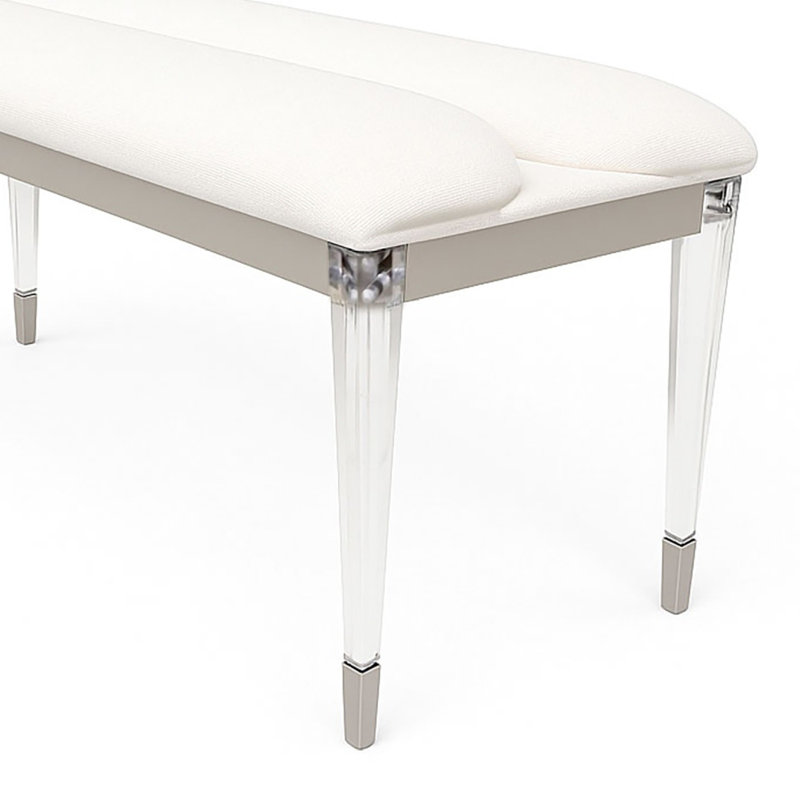 Banc de salle à manger contemporain en bois d'ingénierie avec pieds en acrylique et banc rembourré