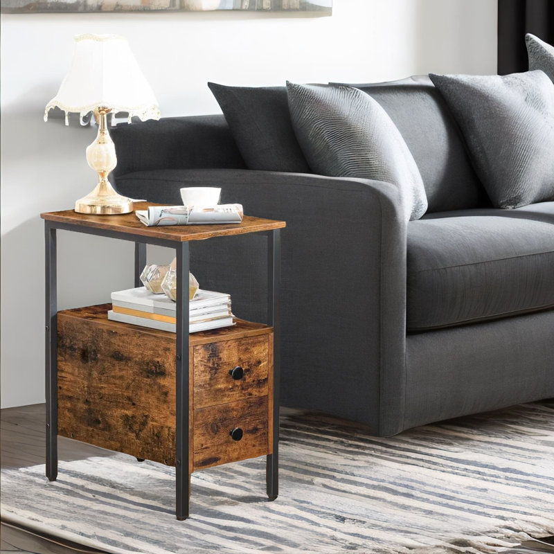 Barmedan Side Table With Drawers, Side Table Living Room, Narrow Bedside Table, Slim Bedside Table