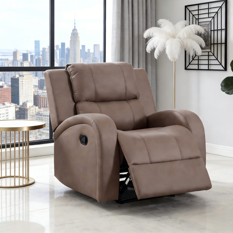 Fauteuil inclinable manuel en similicuir brun
