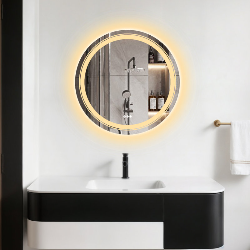 Miroir de salle de bain / meuble-lavabo moderne et contemporain sans cadre, 23,6 po x 23,6 po