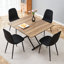 Table élévatrice polyvalente avec chaises en lin et coton | MDF grain naturel et élégance métal noir | Parfait pour la salle à manger, le bureau ou le bar
