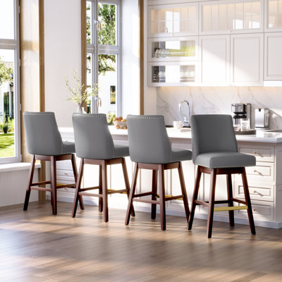 Eriqa Swivel 30.6'' Bar Stool, Blue Grey