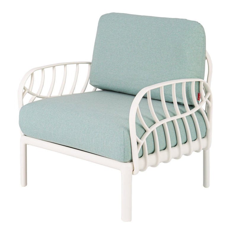 Fauteuil de patio Laurel Club avec coussins, Blanc