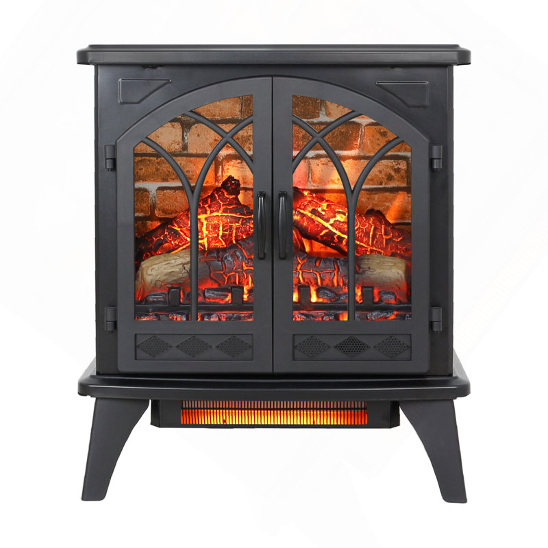24" 3D Flame Electric Infrared Quartz Fireplace Stove With Remote Control