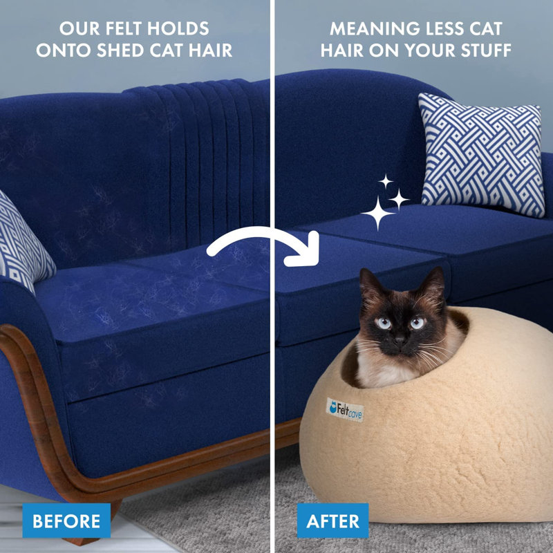 Lit-grotte pour chat Feltcave, Moyen (L 17 po x l 17 po), Crème
