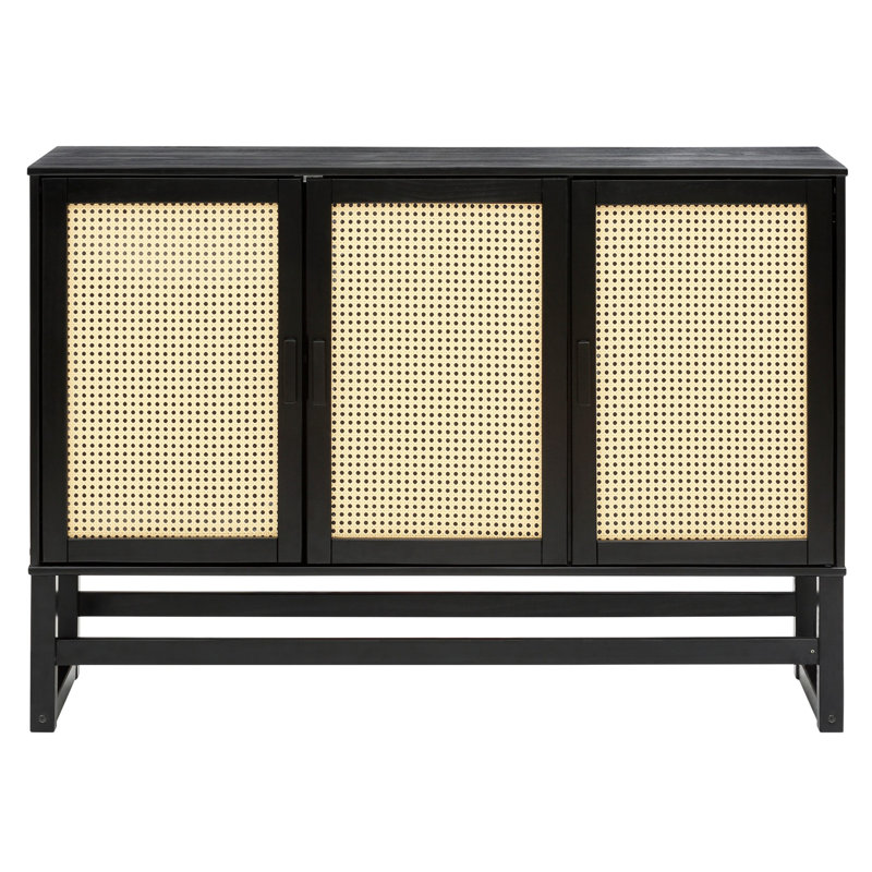 Buffet en bois de pin massif de 53,3 po Isik, Espresso / crème
