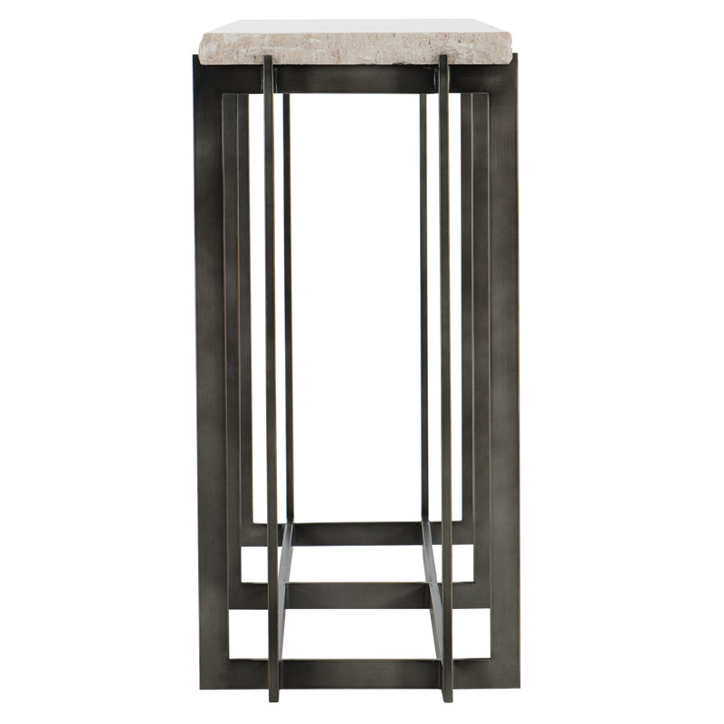 Hathaway 57'' White Travertine and Metal Console Table