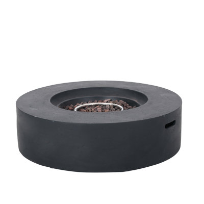 Modern Outdoor Heating Pit, 50000 , Lightweight Concrete, Dark Gray Concrete Fire Gray, Heat