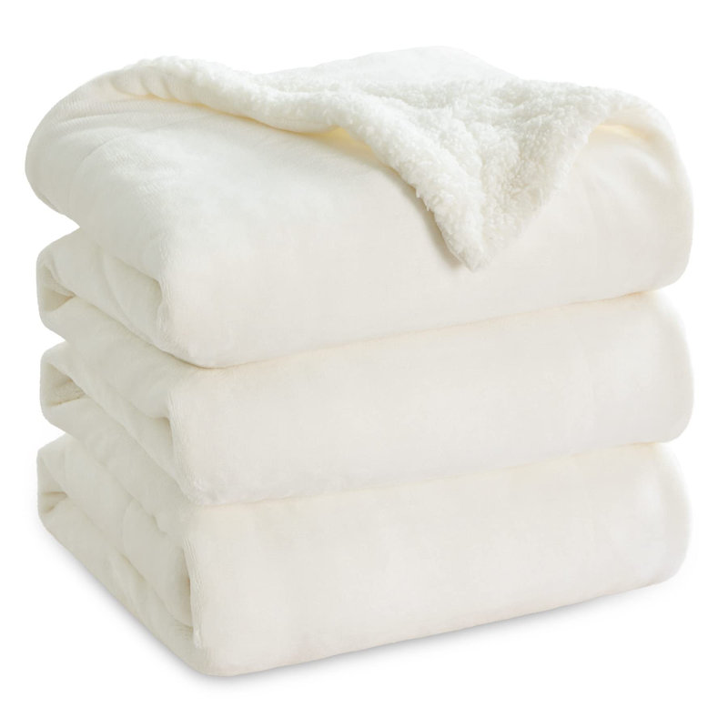 Bedsure Soft Sherpa Fleece Throw Blanket, 270cm x 270cm, Cream
