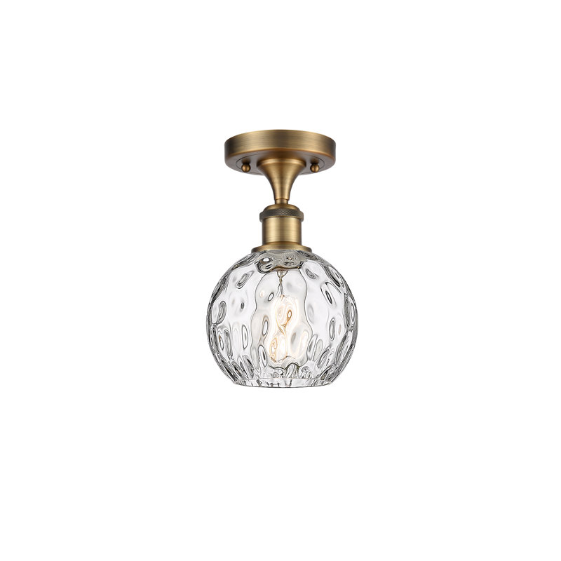 Plafonnier semi-encastré 1 lumière 8 po Cindi, Ampoule non incluse, H 11 po x l 6 po x P 6 po, Laiton brossé