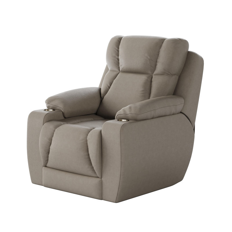 Fauteuil inclinable en cuir pour homme, Cuir véritable gris clair