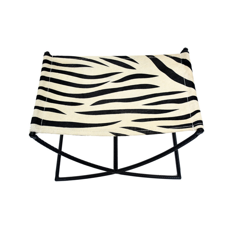 Tabouret d'appoint en cuir de vache, Noir