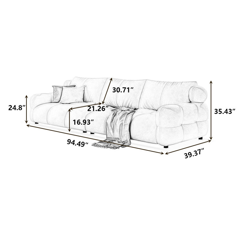 Creamy white Polyester Modular Sofa, 35.43" H x 94.49" W x 39.37" D