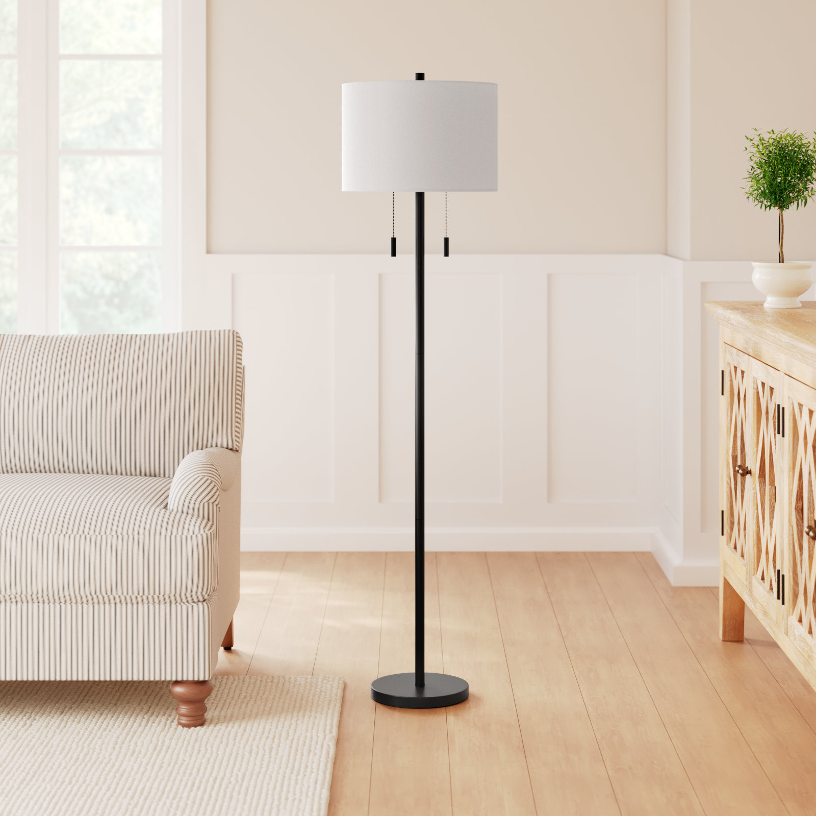 Senn 64'' Dimmable Floor Lamp, Matte Black