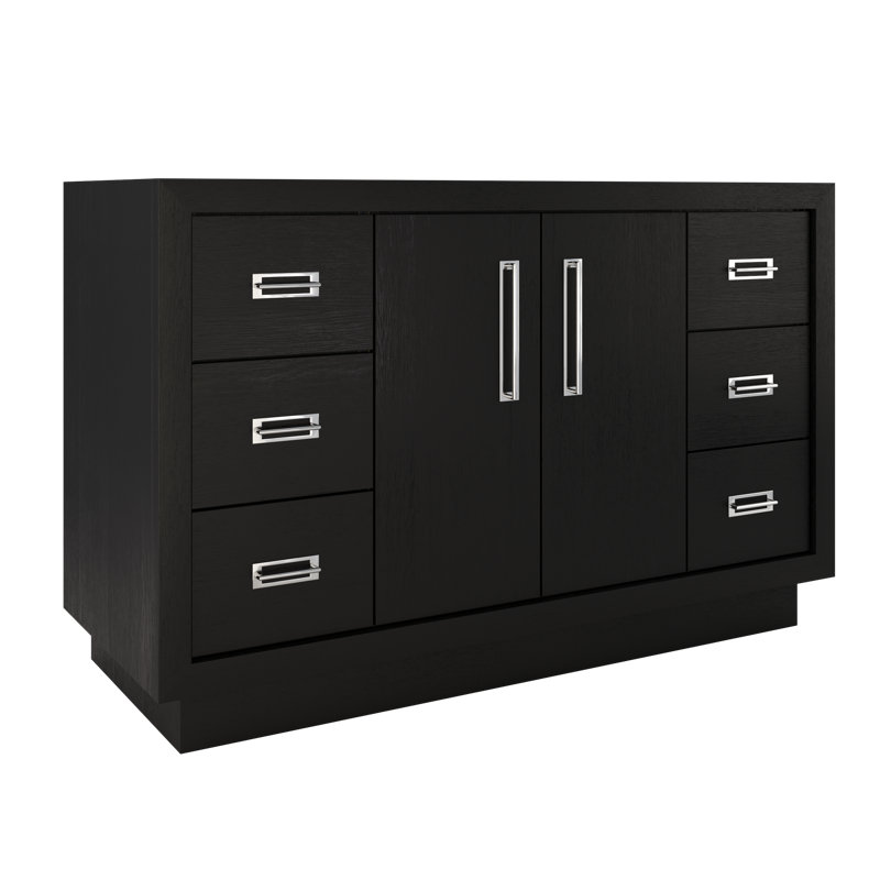 Avalon Single Extra Wide Bath Vanity, 54", Classic Black, Polished Chrome