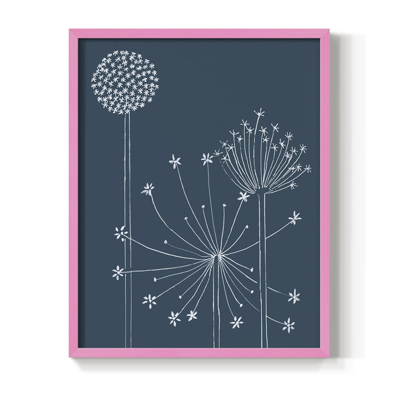 Impression graphique Alliums I - bois massif, H 30 po x l 24 po, Rose