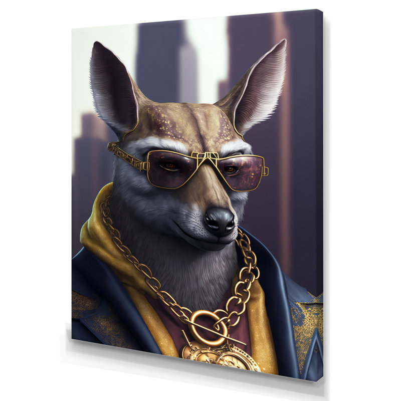 «Kangaroo Gangster in NYC», impression sur toile, H 40 po x l 30 po x P 1,5 po, Toile tendue