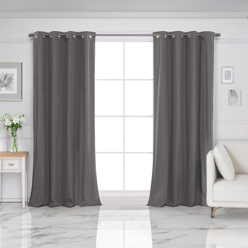 Leach Blackout Curtain Panel Pair, 52" x 63", Dark Gray
