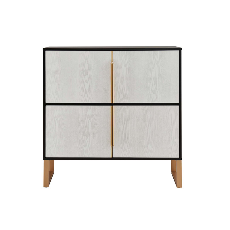 Armoire de rangement à quatre portes avec base en métal, spacieuse et polyvalente pour la cuisine, la salle à manger et le salon