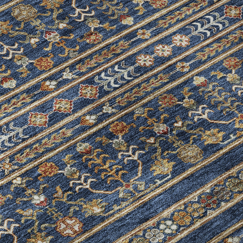 Tapis Navajo de qualité supérieure lavable à la machine AMF2244 Mayfield, Marine, 1 pi 8 po x 2 pi 6 po