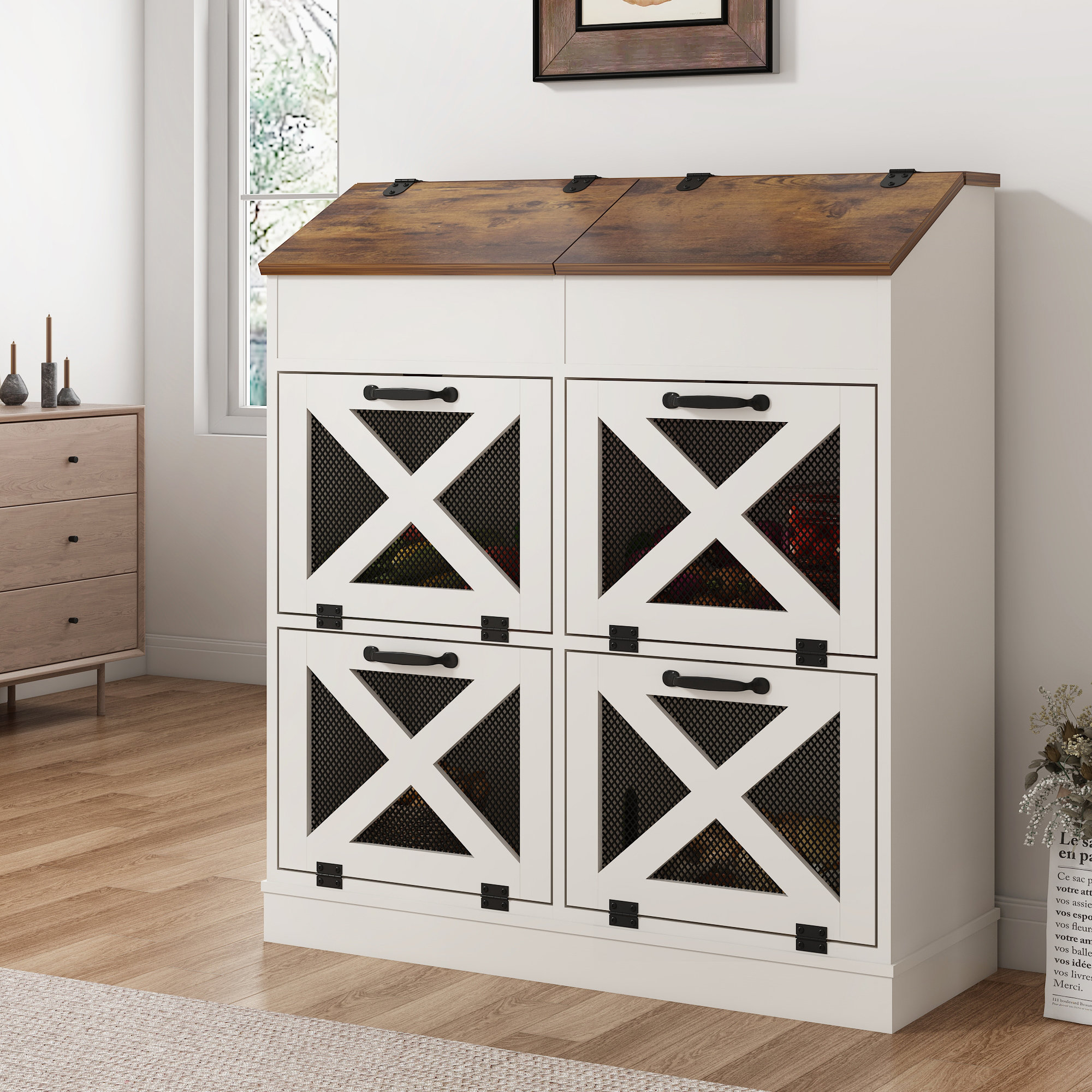 Prep & Savour Wood Veggie Bin for Potato,Bread,Onion With 6 Large Storage Space | Wayfair