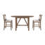 Ensemble de table de salle à manger à hauteur de comptoir en bois 3 pièces avec 2 chaises rembourrées pour petite place-464903196