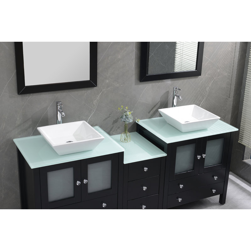 Ensemble de meuble-lavabo double 74 "avec miroir Ciel
