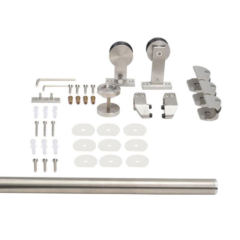 Chevron Pattern Blue MDF Sliding Barn Door Kit with Stainless Steel Hardware