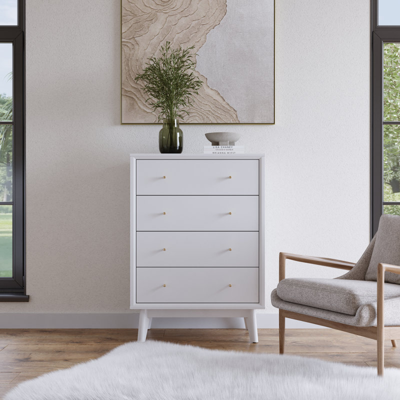 Commode 4 tiroirs Bhatari, Blanc frais