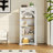 Antique 65" Tall 4 Tiers Bookshelf, Floor Standing Bookcase For Home Office, Living Room, Antique White
