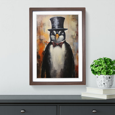 XYZ-FRM-V1223-5057 Penguin Modern - Single Picture Frame Print on Wood