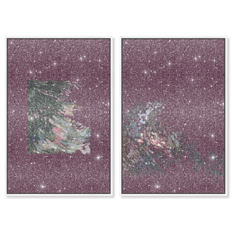Delicate Spring Set Abstract Canvas Print by Oliver Gal, Black Frame, 10 x 15, 37"H x 55"W, White Floater Frame
