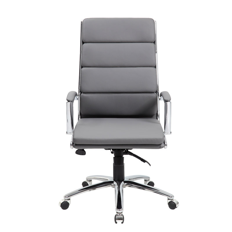 Dave Tall Executive Swivel Armchair, Chrome Finish, Gray Vinyl, Gray