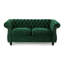 Canapé Chesterfield deux places, velours capitonné, accoudoirs arrondis, vert émeraude, 157 cm (62 po)